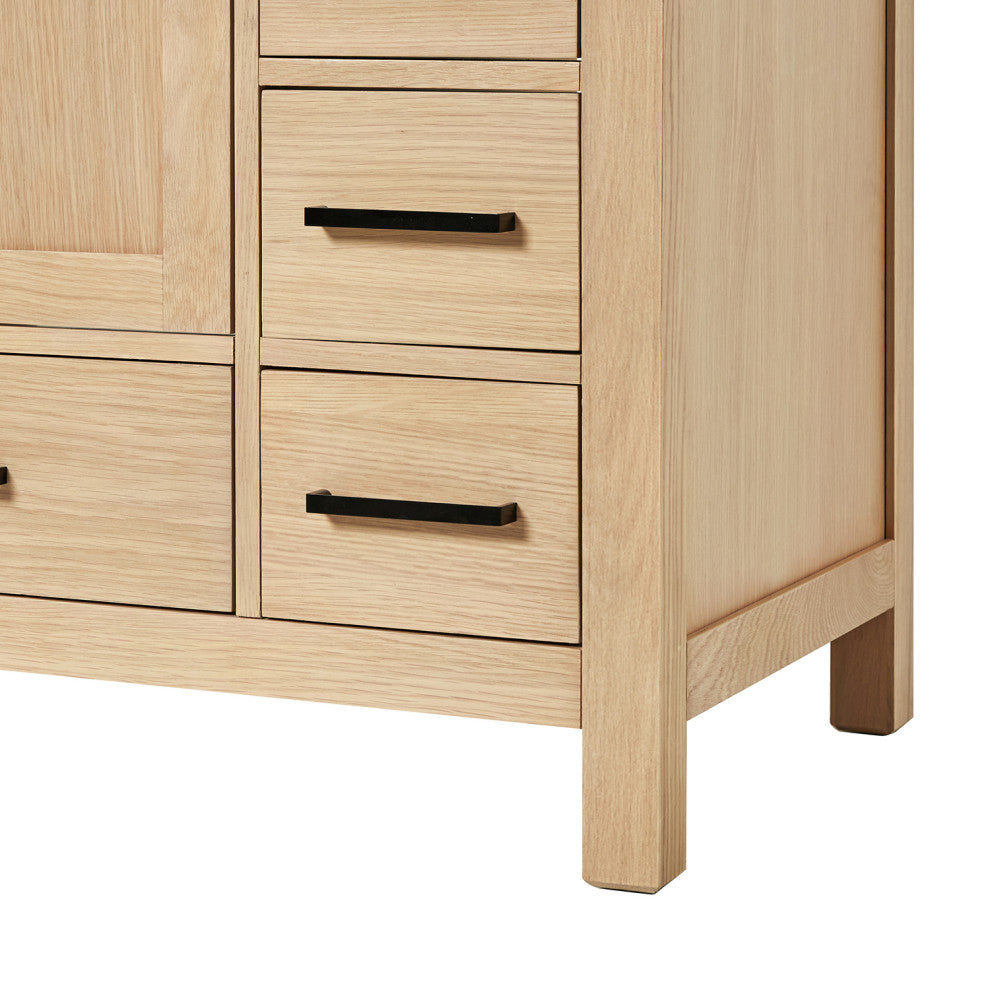 Cambridge 36" Single Bath Vanity With Italian Carrara Marble Top, Oak