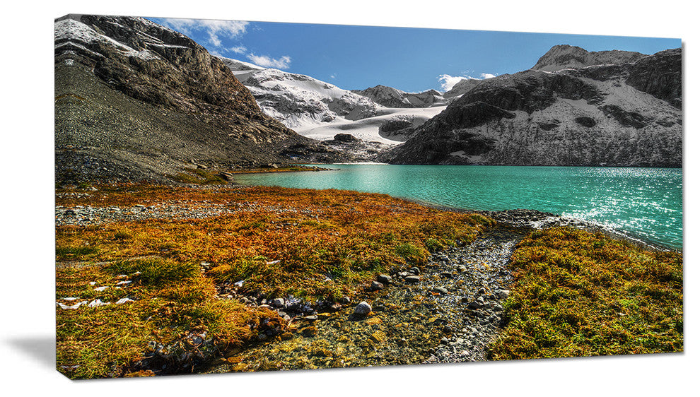 Crystal Clear Lake among Mountains, Landscape Canvas Art Print, 32"x16"