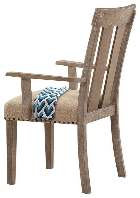 ACME Nathaniel Arm Chair, Set of 2, Fabric and Maple