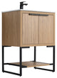 Kingsford Grooved-Look Bath Vanity, Bright Oak, White Ceramic Sink, 24", Doors