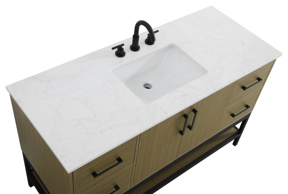 Home Living 54" Single Bathroom Vanity, Chestnut Brown