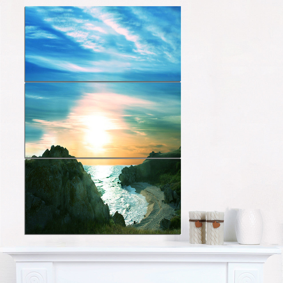 "White Waters among Beach Hills" Metal Wall Art, 3 Panels, 28"x36"