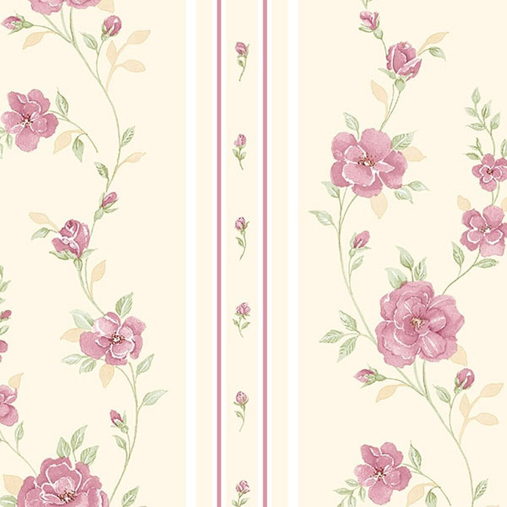 Silk Impressions 2, Contemporary Floral Cream, Rose Wallpaper Roll