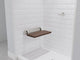 SteamSpa Teak Wall-mounted Folding Shower Seat in Brushed Nickel Trim 20 in.