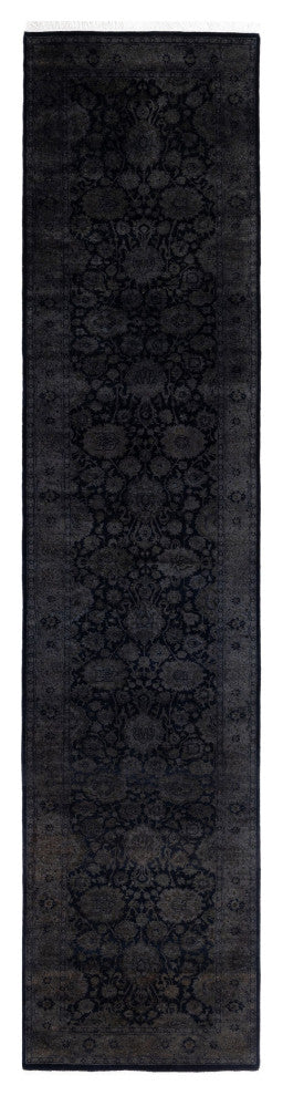 Overdyed One-of-a-Kind Hand-Knotted Area Rug Black, 2' 8" x 12' 2"