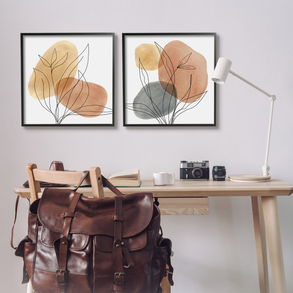 Simple Neutral Southwestern Tones Botanical Plant Design, 2pc, each 24 x 24