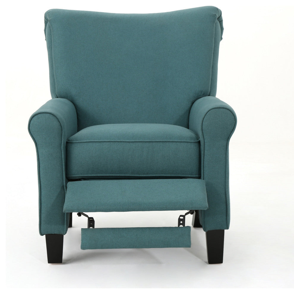 GDF Studio Thelma Traditional Fabric Recliner, Dark Teal