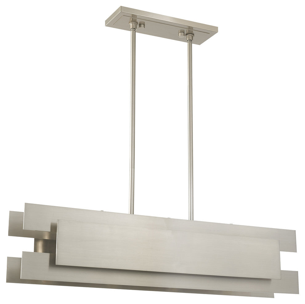 Livex Lighting Brushed Nickel 4-Light Linear Chandelier