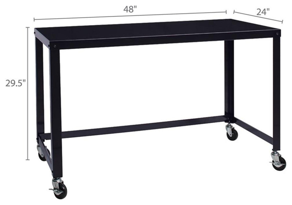Hirsh Ready-to-assemble 48-inch Wide Mobile Metal Desk White