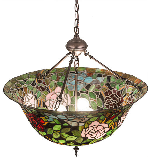 Meyda lighting 77786 24"W Tiffany Rosebush Inverted Pendant