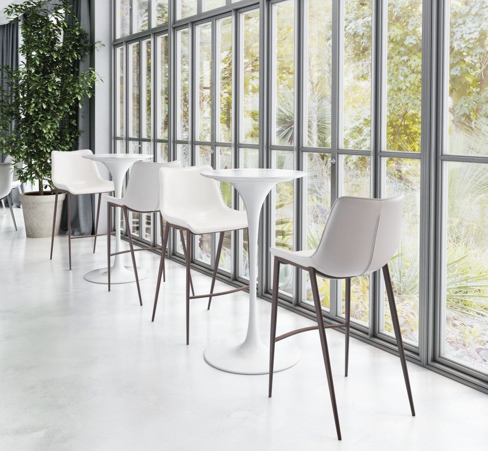 Magnus Bar Chair (Set of 2) White & Walnut