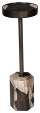 Relique Dinah Drink Table, Nickel Frame Natural Dark Top