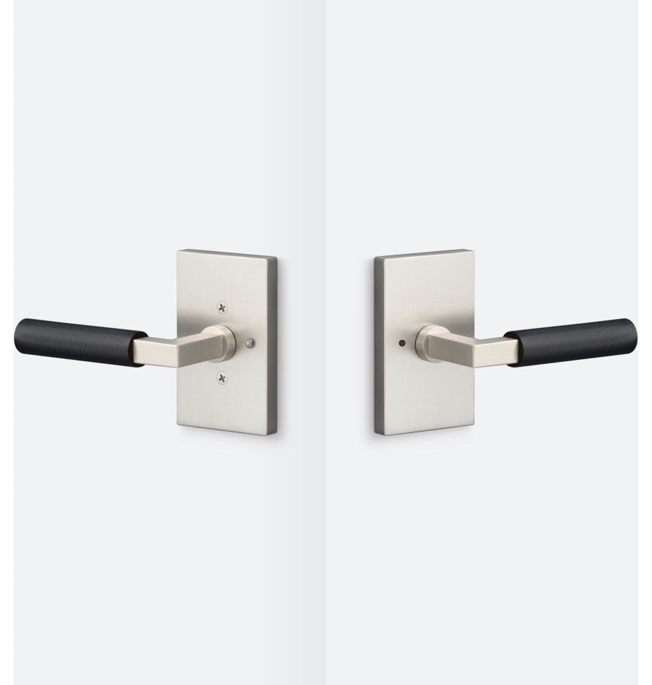 Levanto Privacy Rosette, Nickel, Knurled Grip in Flat Black