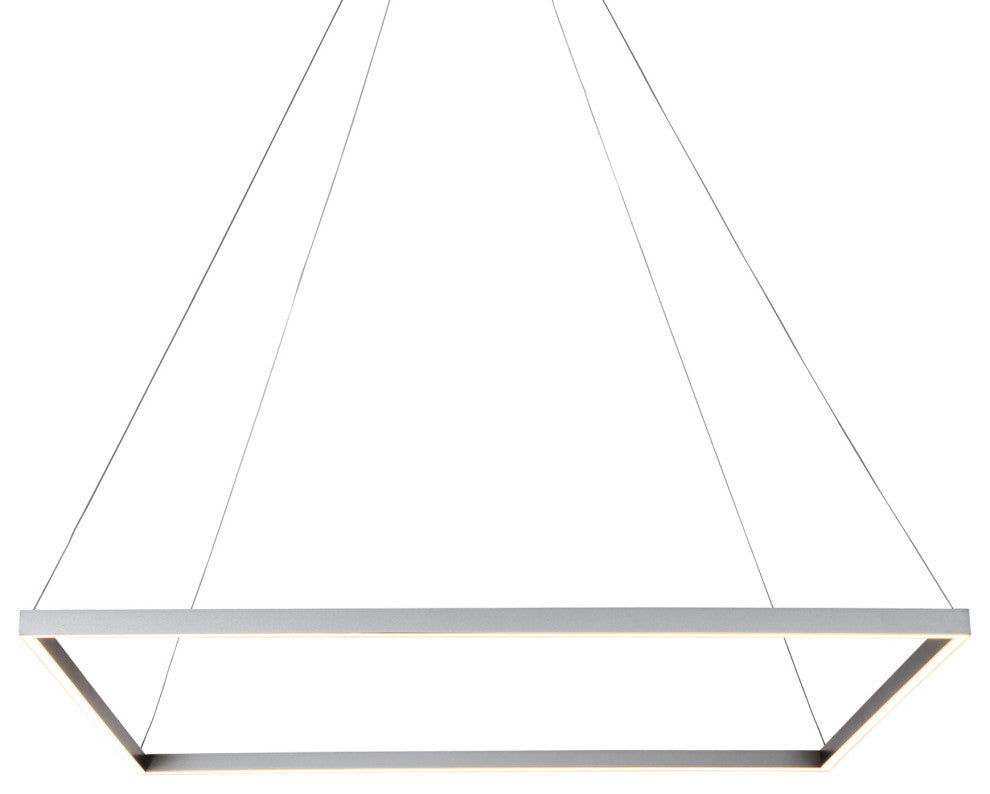 39" Atria LED Square Chandelier, Adjustable Suspension Fixture, Silver