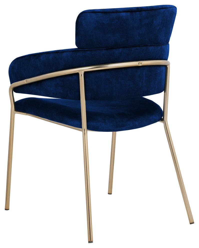 Yara Upholstered Dining Chair (Set of 2), Navy, Velvet