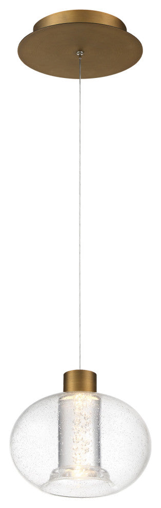 Crater 8" LED Pendant Title 24 Compliant 3500K, Aged Brass