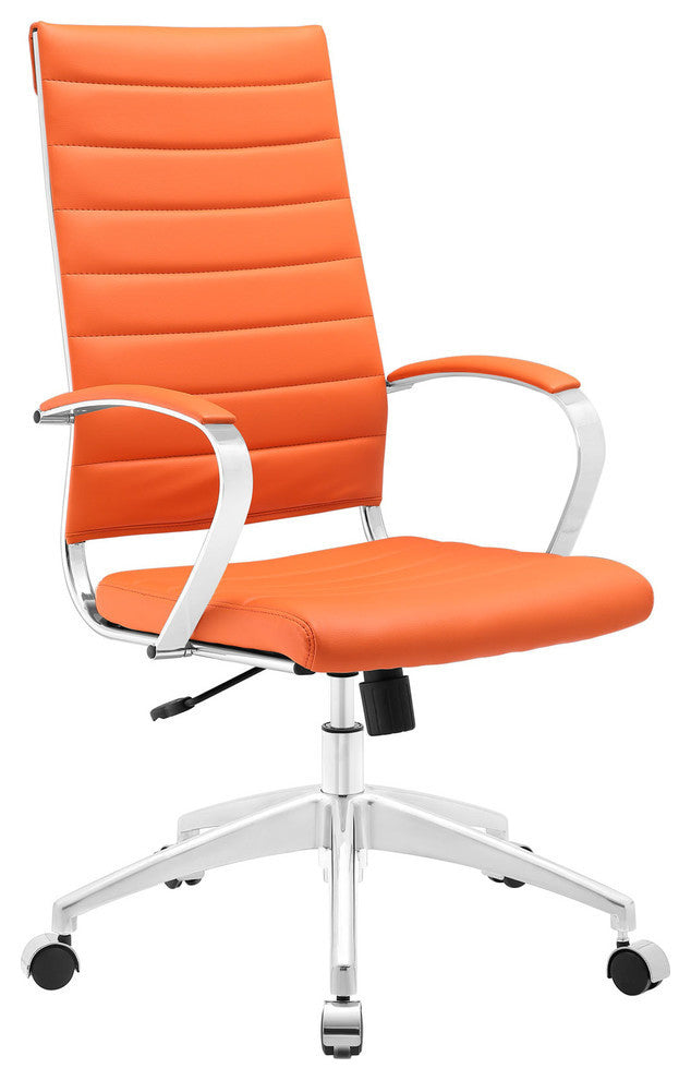 Modern Contemporary Highback Office Chair, Orange Faux Leather