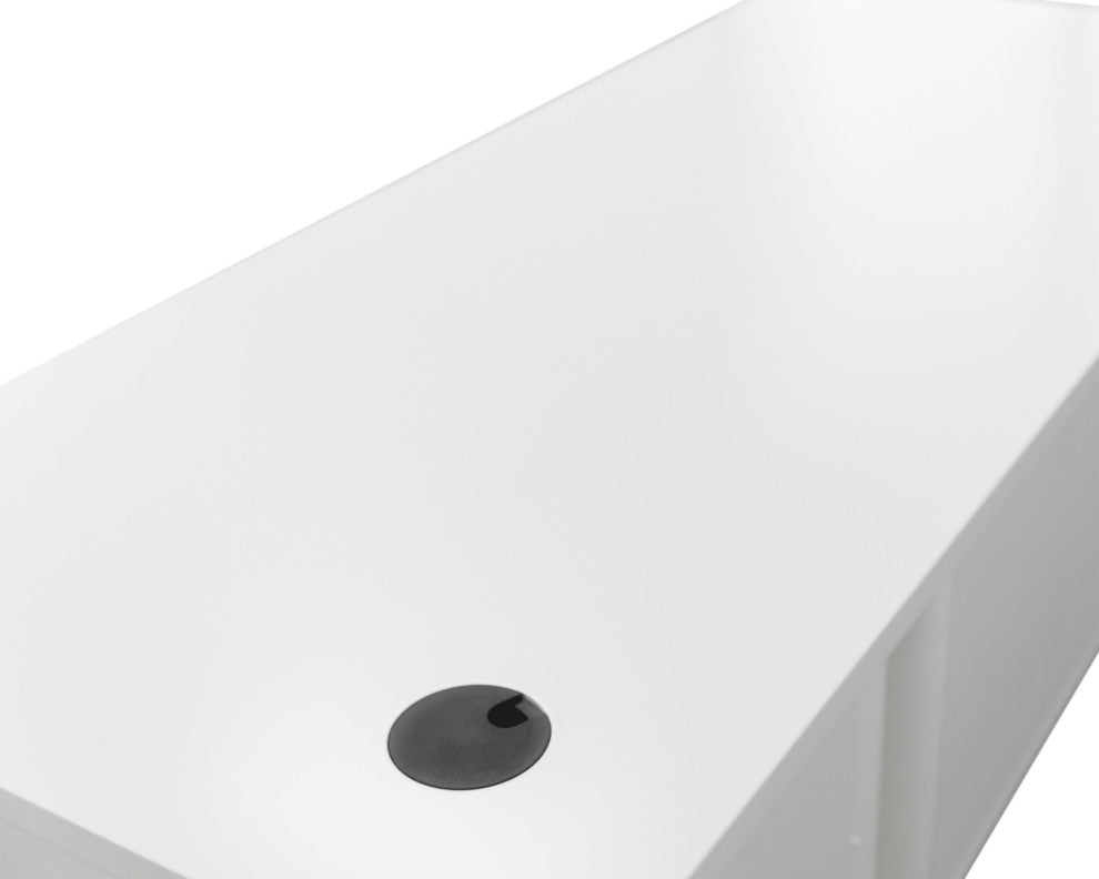 Contemporary Half-Pedestal Desk, Office Desk, Accent Desk, White