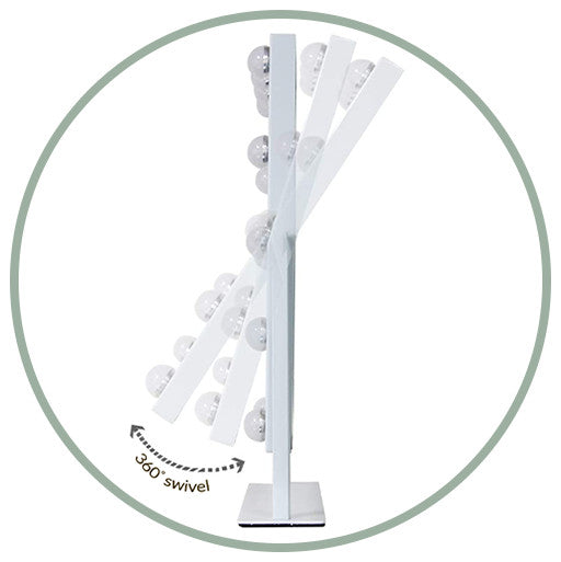 Hollywood Tri Tone XL LED Makeup Mirror with 360 Degree Swivel, White