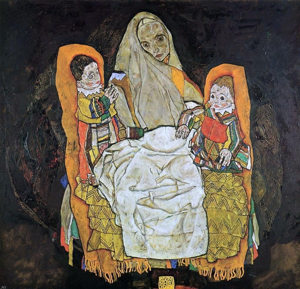 Egon Schiele Mother with Two Children - 20" x 20" Premium Canvas Print