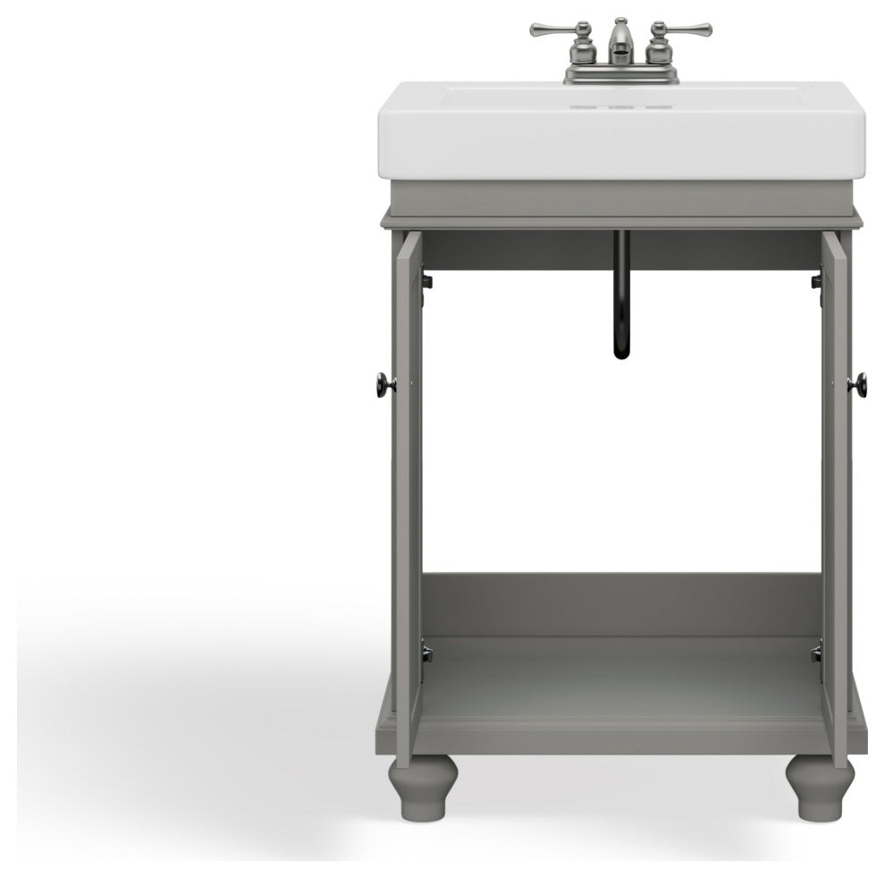 The Monroe Bathroom Vanity, Single Sink, 24", Gray, Freestanding