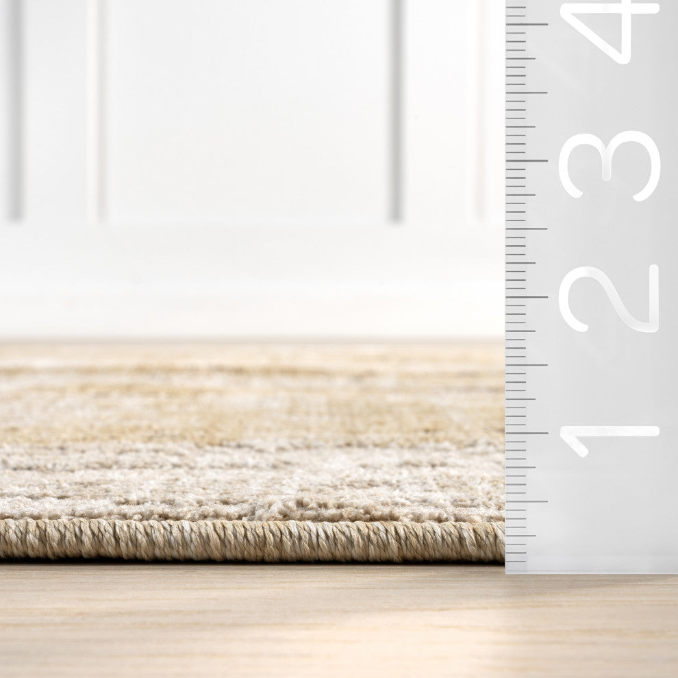 Eulalie Contemporary Abstract Area Rug, Sand 2'x3'