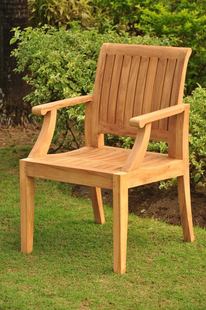 13-Piece Outdoor Teak Dining Set: 117" Masc Oval Extn Table, 12 Lagos Arm Chairs