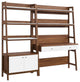Bixby 2-Piece Wood Office Desk and Bookshelf, Walnut White