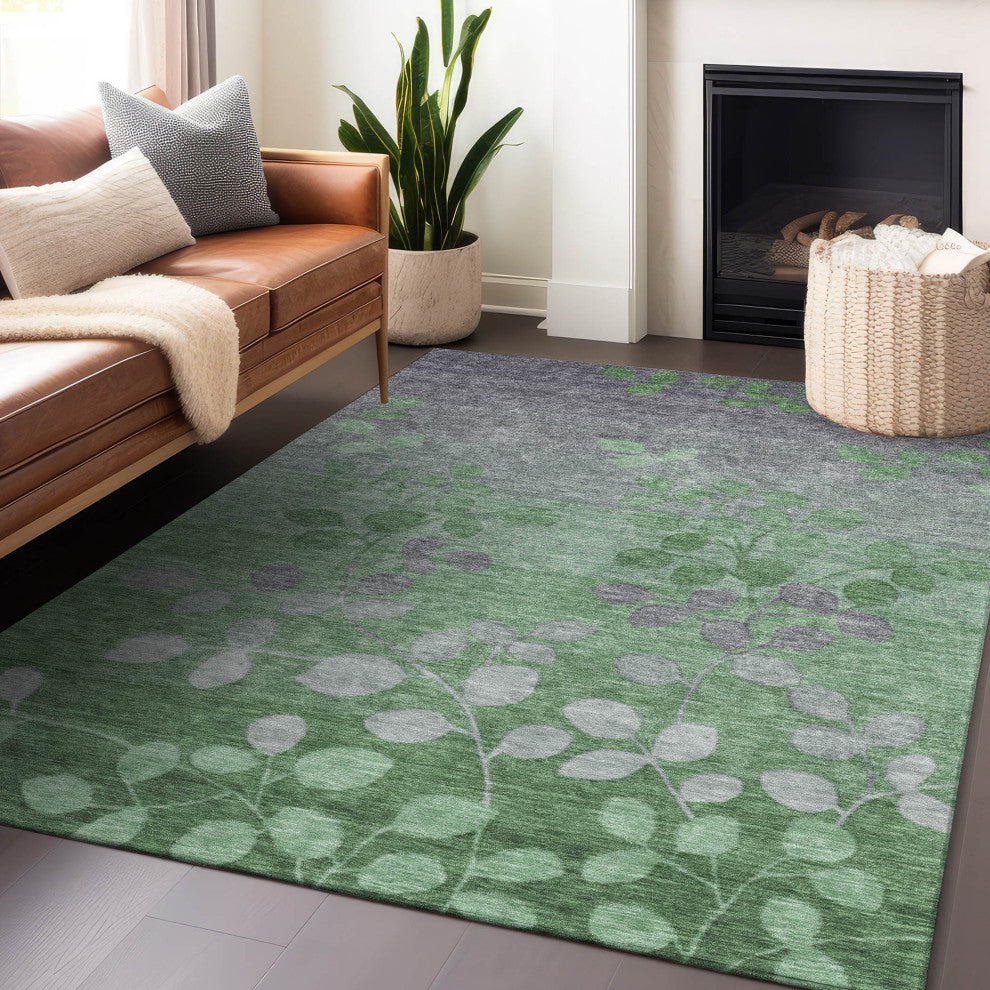Machine Washable Indoor/Outdoor Chantille ACN1900 Green 3' x 5' Rug