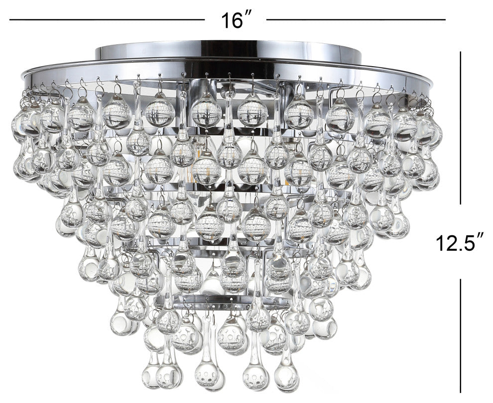 Toronto 16" Metal, Crystal LED Flush Mount, Chrome