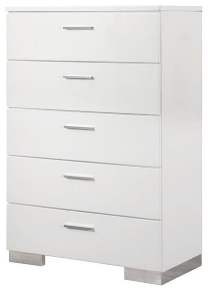Coaster Felicity Contemporary Wood 5-Drawer Rectangular Chest in White