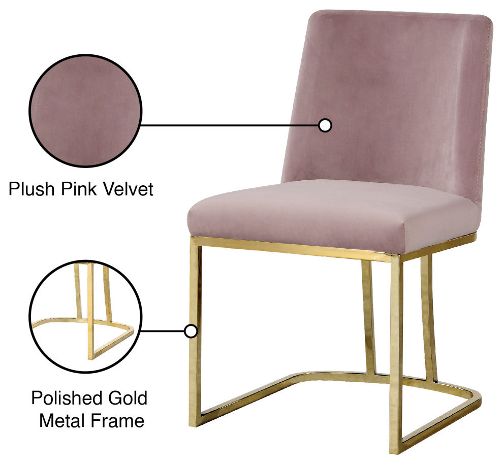 Heidi Velvet Dining Chairs, Set of 2, Pink