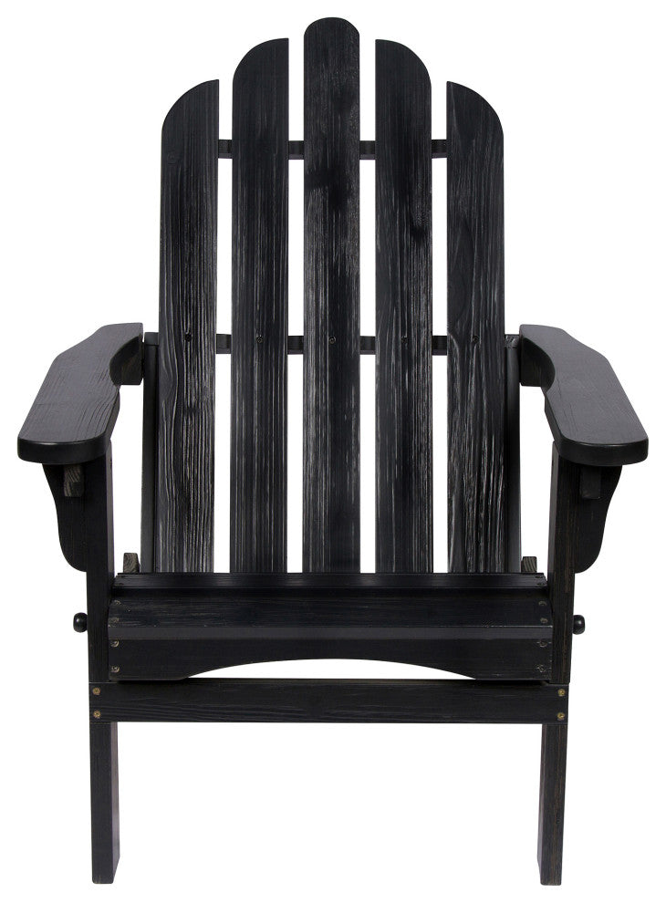 Shine Co. Marina II Cedar Wood Hydro-Tex Adirondack Folding Chair Black 4659BK