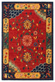 Classic Floral Red Tibetan Rug, 6'x9'