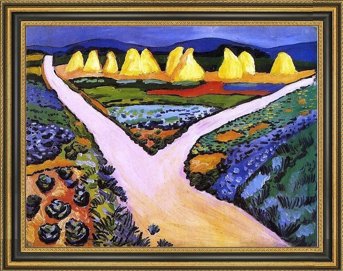 August Macke Vegetable Fields - 18" x 24" Framed Premium Canvas Print