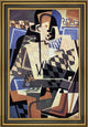 Juan Gris Harlequin with a Guitar - 18" x 27" Framed Premium Canvas Print