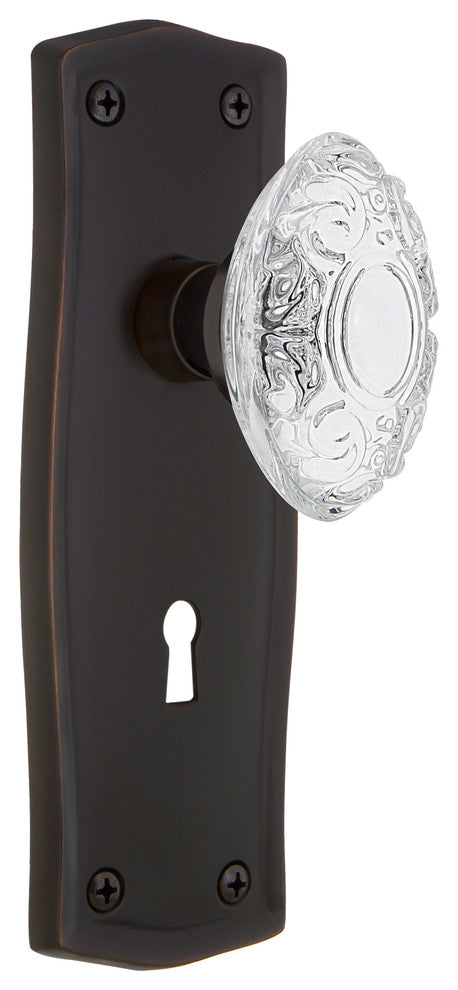 Prairie Plate Double Dummy, Keyhole Crystal Victorian Knob, Timeless Bronze