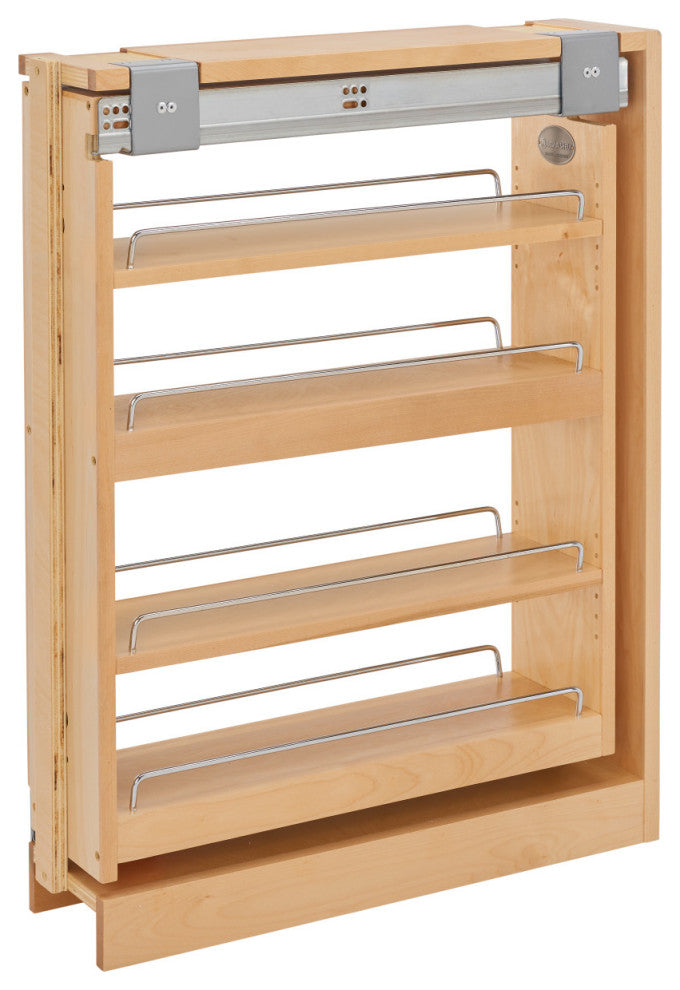 Wood Base Filler Pull Out Organizer for New Kitchen With Soft Close, 6"