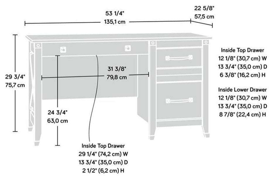 Sauder Carson Forge Engineered Wood Computer Desk in Washington Cherry