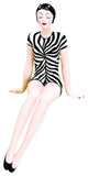 Retro Bathing Beauty Shelf Sitter Statue, Swim Suit Sculpture Zebra Animal Print