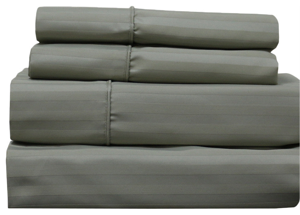 650 TC 22" Extra Deep Pocket Stripe Sheet Set, Sage, King