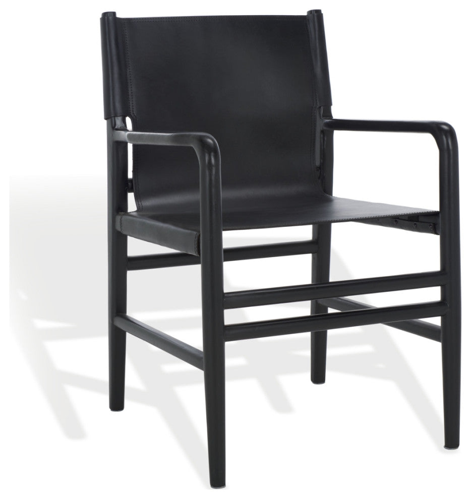 Safavieh Couture Cassaphina Leather Arm Chair, Black