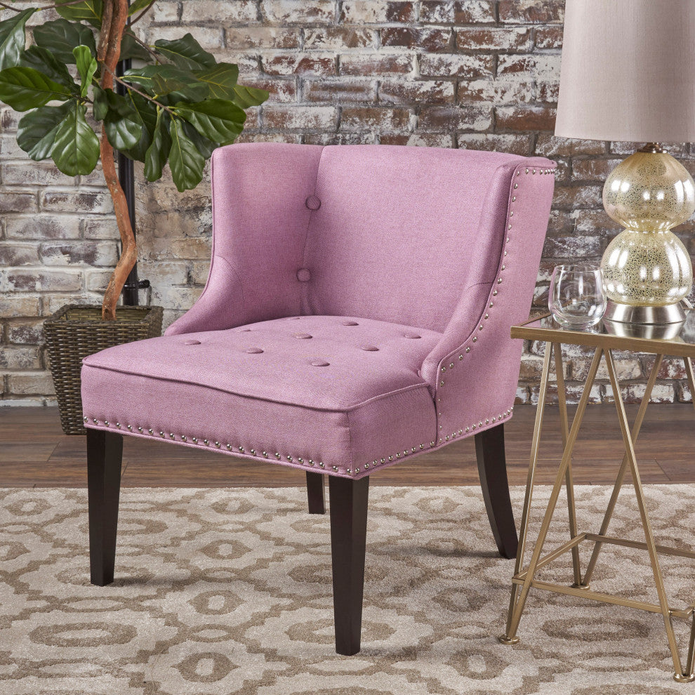 GDF Studio Adelina Contemporary Upholstered Accent Chair with Nailhead Trim, Light Lavender
