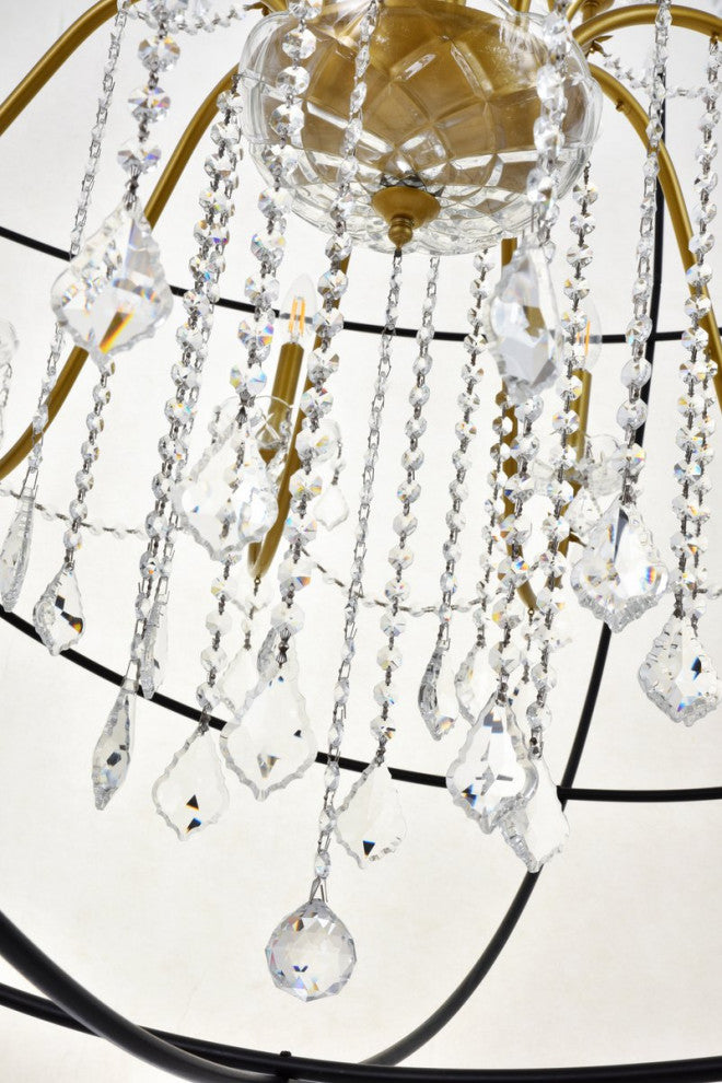 Cory 24-Light Black and Gold Crystal Pendant