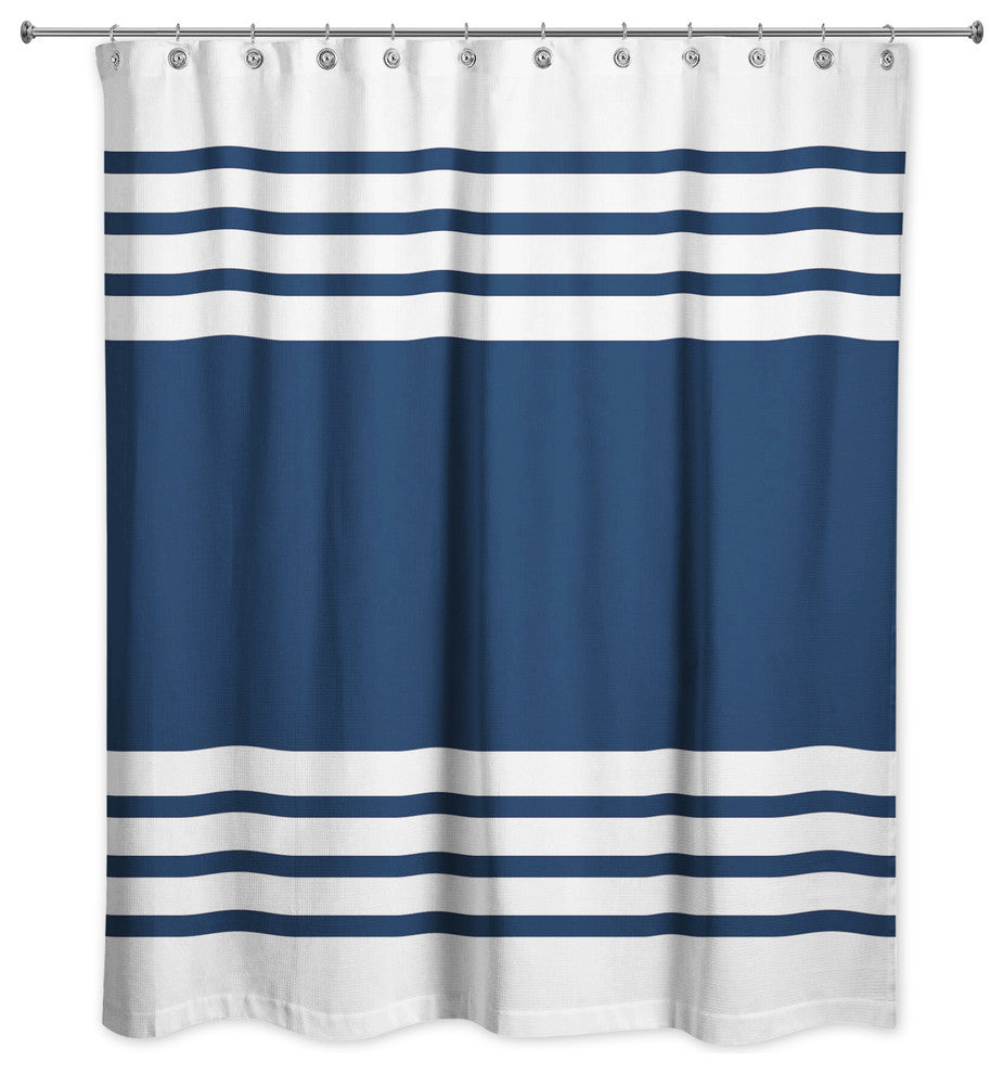 Farmhouse Stripe Shower Curtain, Blue