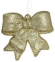 Glittered Battery Operated Lighted LED Christmas Bow Decoration, Gold, 15.5"