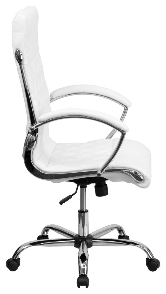 High Back Designer White Leather Executive Swivel Chair