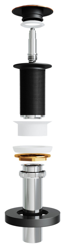 VIGO 1.75" W Bathroom Sink Pop-Up Drain, Antique Rubbed Bronze, Without Overflow, Vessel, With Mounting Ring