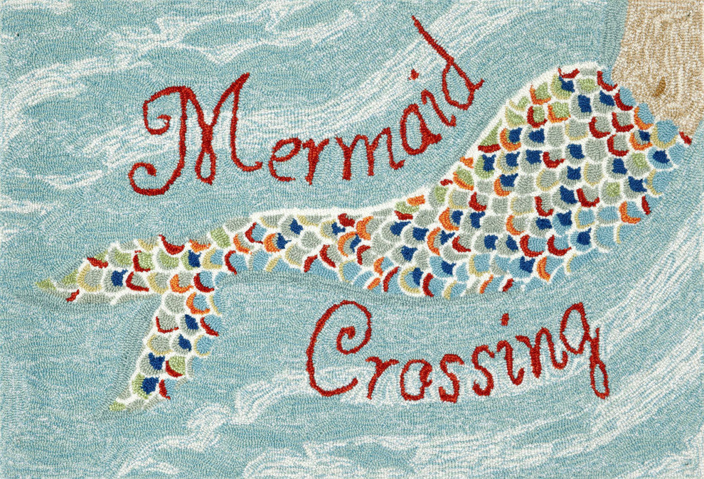 Frontporch Mermaid Crossing Indoor/Outdoor Rug Water 2'6x4'