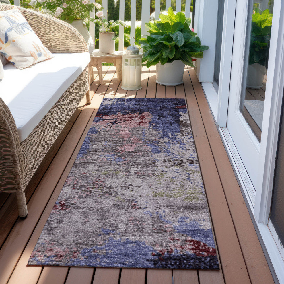 Machine Washable Indoor/Outdoor Chantille ACN1911 Plum 2'3" x 7'6" Runner Rug